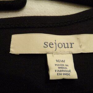 SEJOUR NAVY/BLACK SUEDE MIDI A-LINE DRESS SIDE POCKETS ZIP ON BACK SIZE 16W NEW
